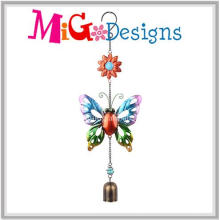Flor de metal multicolor jardim e carrilhão de vento borboleta